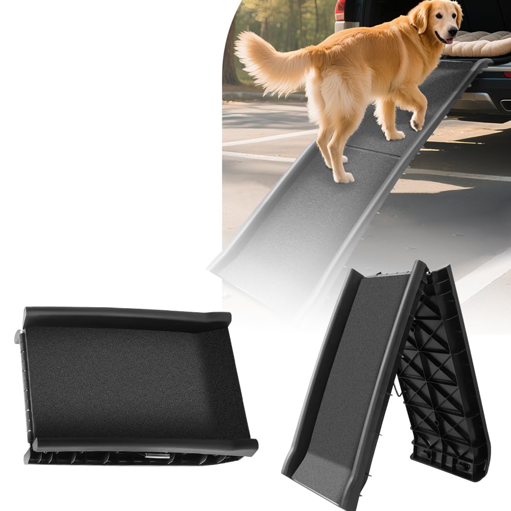 Pet Ramp Anti Slip Dog Ramps for Large Dogs, Lightweight & Portable Dog Pet Stairs Folding Pet Ramp Dog Car Ramps Foldable Pets Ramp for Car Bed Sofa, Indoor and Outdoor Use