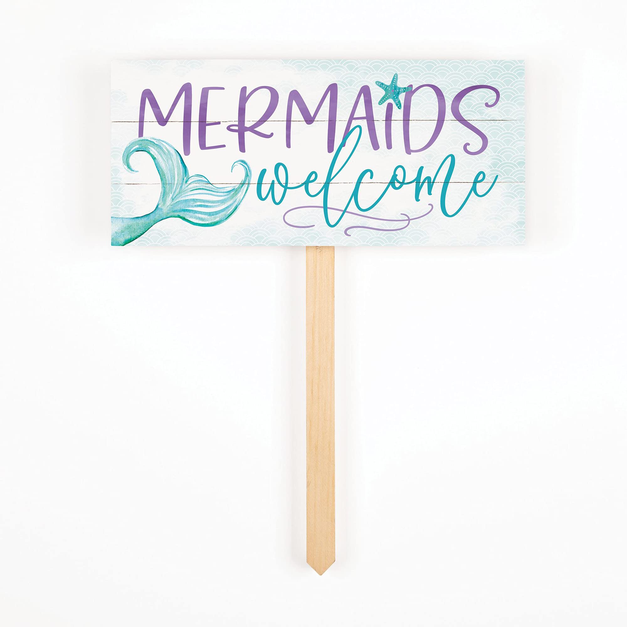 Panneau de cour Mermaids Welcome en bois de pin P. Graham Dunn 31x25 cm