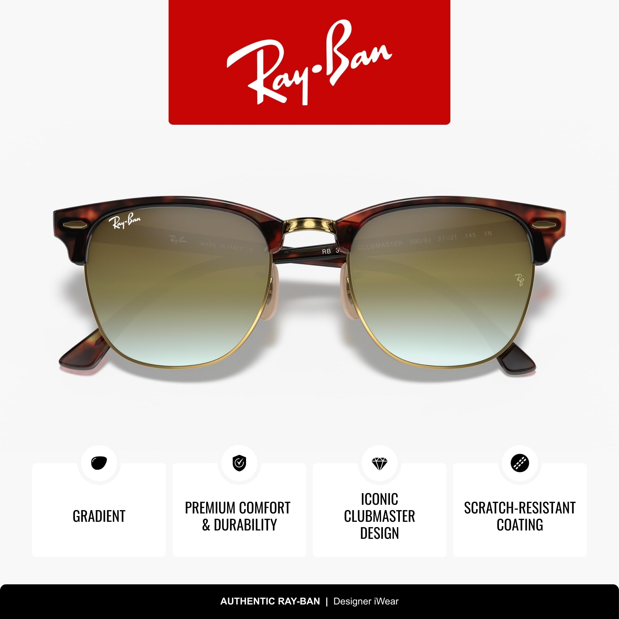 Ray-Ban Unisex Clubmaster Sonnenbrille