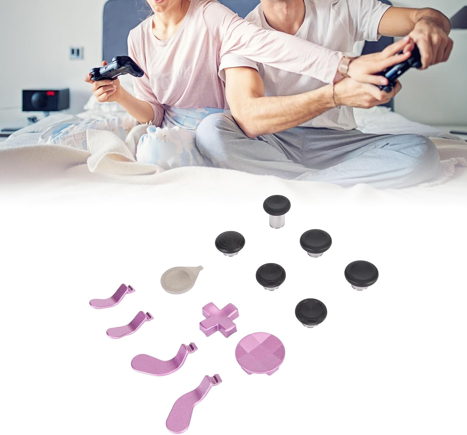 Metal Thumbsticks for Xbox One Elite Series 2 Controller, 13 in 1 Replacement Magnetic Thumbsticks Buttons Kit, Wireless Controller Paddles Accessories (P Urple)