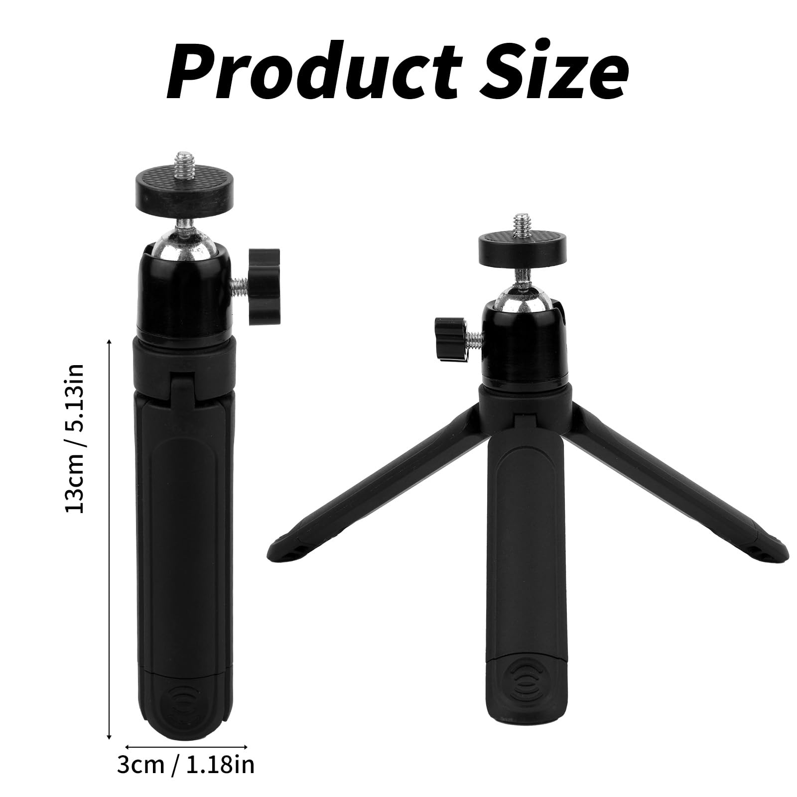 Gosknor Statyw Podróżny do DJI Osmo Pocket 3 i 2, Gwint 1/4" Przenośny Stojak Stołowy Czarny Uchwyt na Kamery Kompatybilny z Osmo Pocket 3 i 2 (w Zestawie Głowica Statywu)