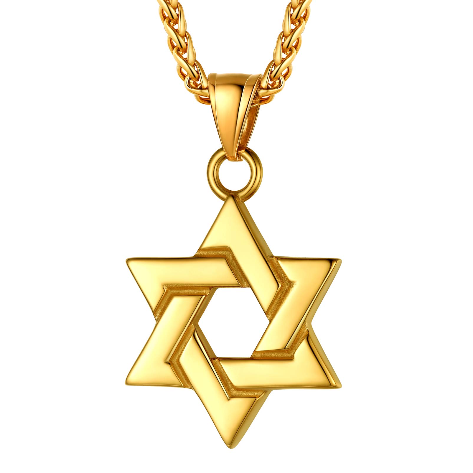 PROSTEAL Collana Uomo Stella Di David - Catenina Oro 55+5 Cm Regolabile - Gioiello In Acciaio Inossidabile - Regalo Perfetto Per Lui