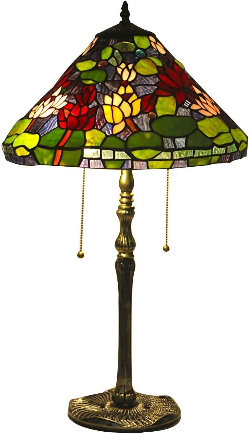 WLXJDJ Tiffany Style Table Lamp, Vintage StainedGlass Led