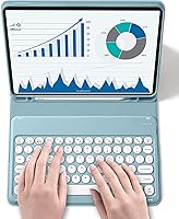 Vista 1 de Funda para iPad Air 13 (M3 2025/M2 2024)/iPad Pro 12.9 2022/2021/2020 con teclado, teclas redondas, imán desmontable, Bluetooth, funda para teclado