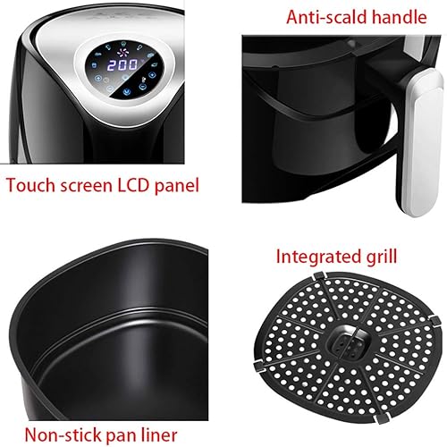 Miniatura 6 de ZYCSKTL freidora de aire eléctrico, multifunción, freidora, totalmente automática, freidora electromecánica, 5,5 l, gran capacidad, freidora de aire