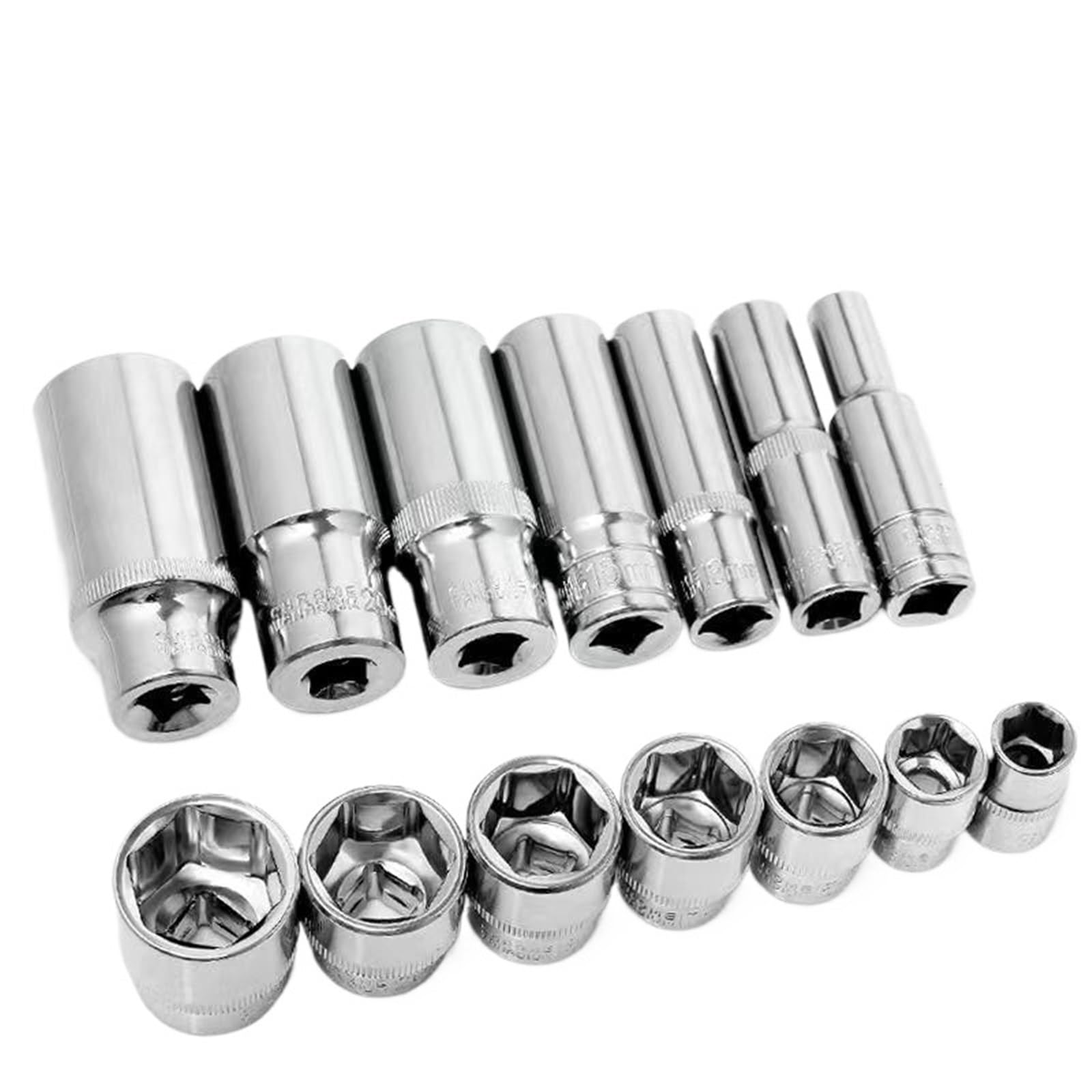 KAUWYEHD 3/8" Drive Hex Sockets Wrench Head Metric mmirror Anti-Rust 6 Point Socket Set for Spanner Ratchet Socket Wrench Set(28mm Length,13mm-1pcs)