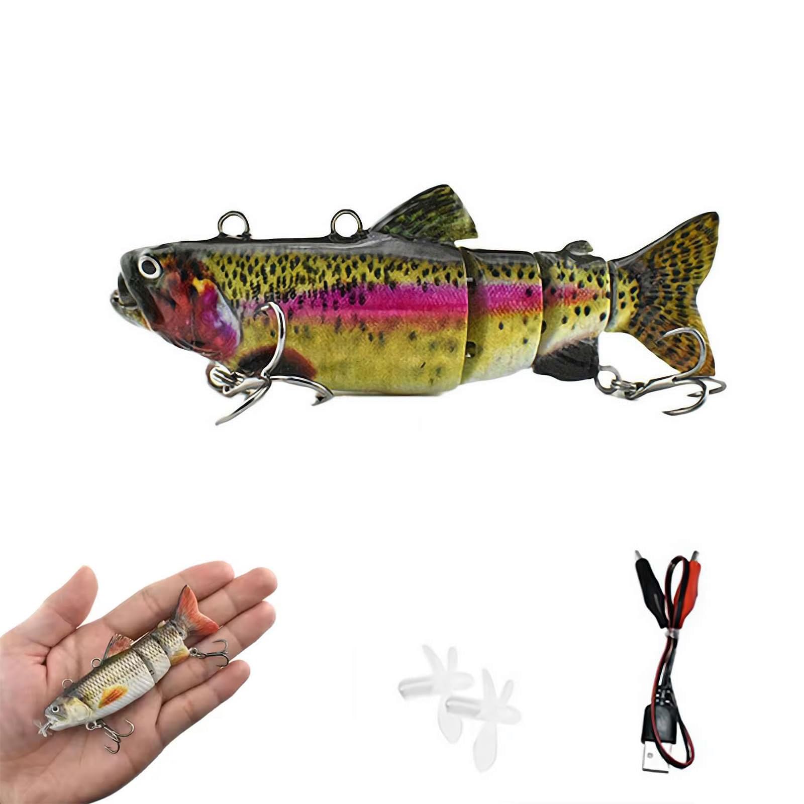 Robotic Swimming Lure,3D Fishing Lures 4-Segement Multi Jointed Swimbait,2025 Upgraded Electric Swimming Lure,LED Light USB Rechargeable Robotic Lure Lifelike for Bass Trout Fishing Tackle (S2)