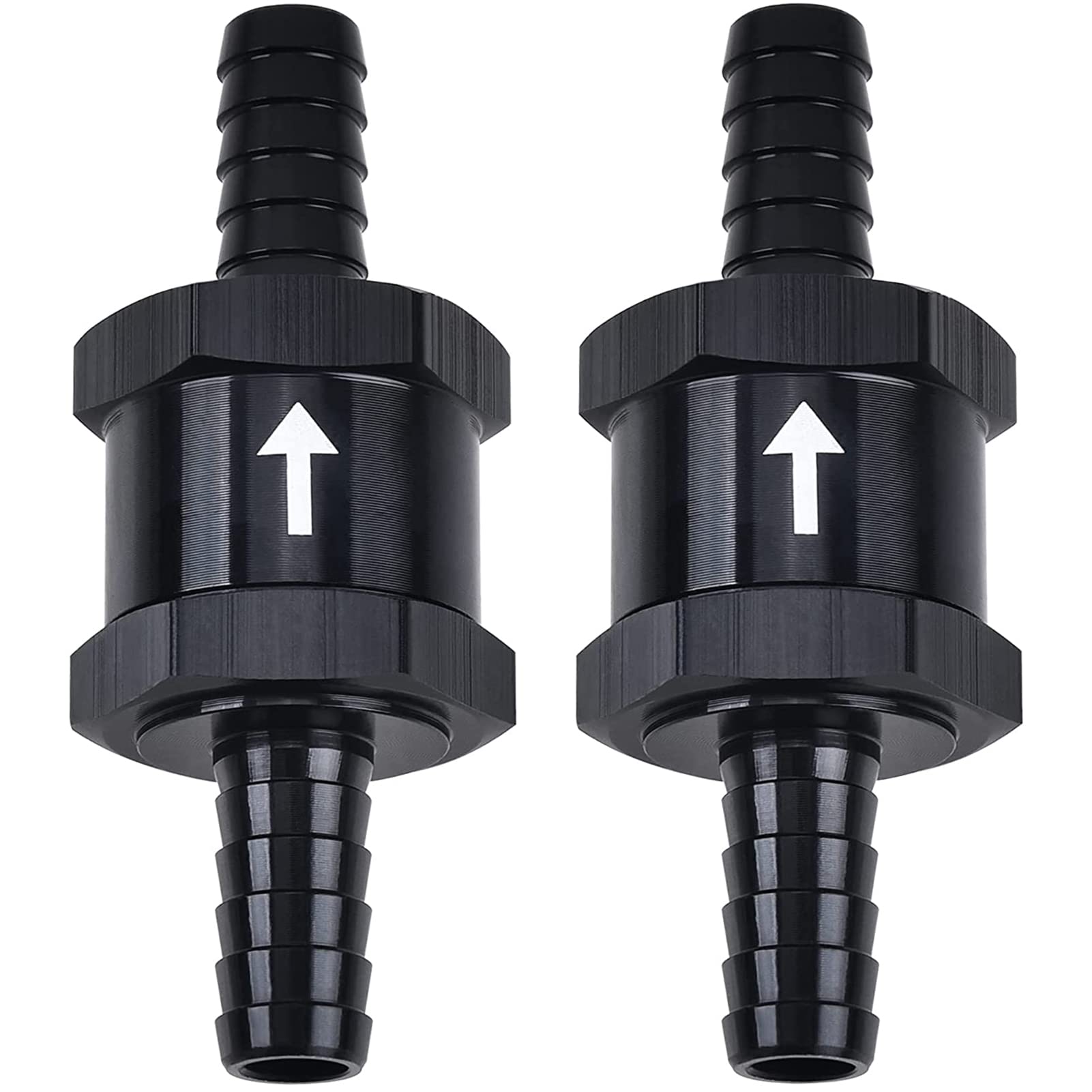 Photo 1 of 2 Packs 10mm 3/8" Non Return One Way Check Valve for Fuel Line Oil Petrol Diesel Gas Line Aluminium Black