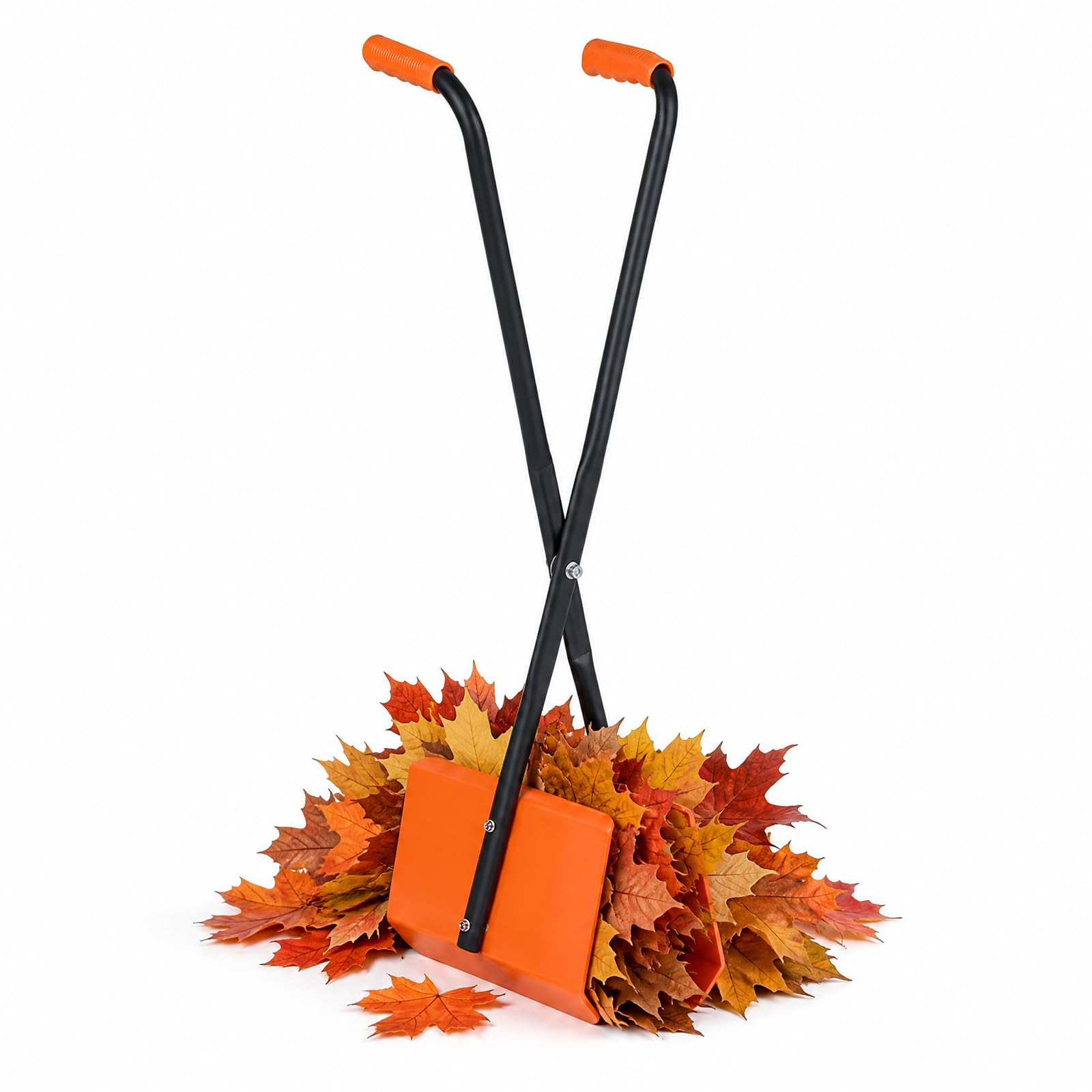 HOMASIS Pinza Raccogli Fogli, Rastrello Pinza per Foglie con Ampie Ganasce in Plastica, Manico Antiscivolo e Strutture in Metallo per Prato, Giardino e Cortile, 30 x 15 x 92 cm