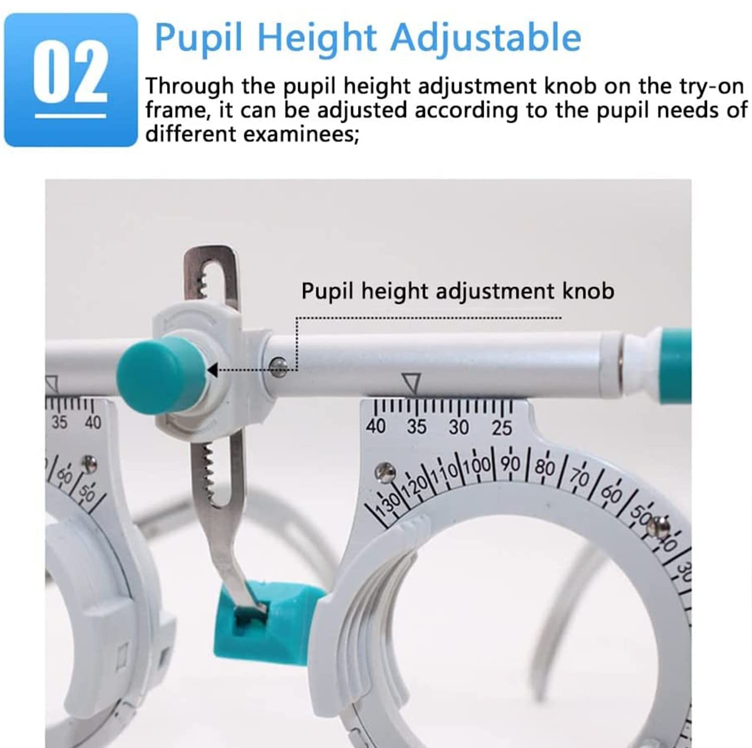 Montura de prueba óptica universal pd 48-80 mm, montura de lente de prueba óptica ajustable, lente de prueba de optometría ultraligera 50g ocular de prueba óptica de titanio para óptica prueba