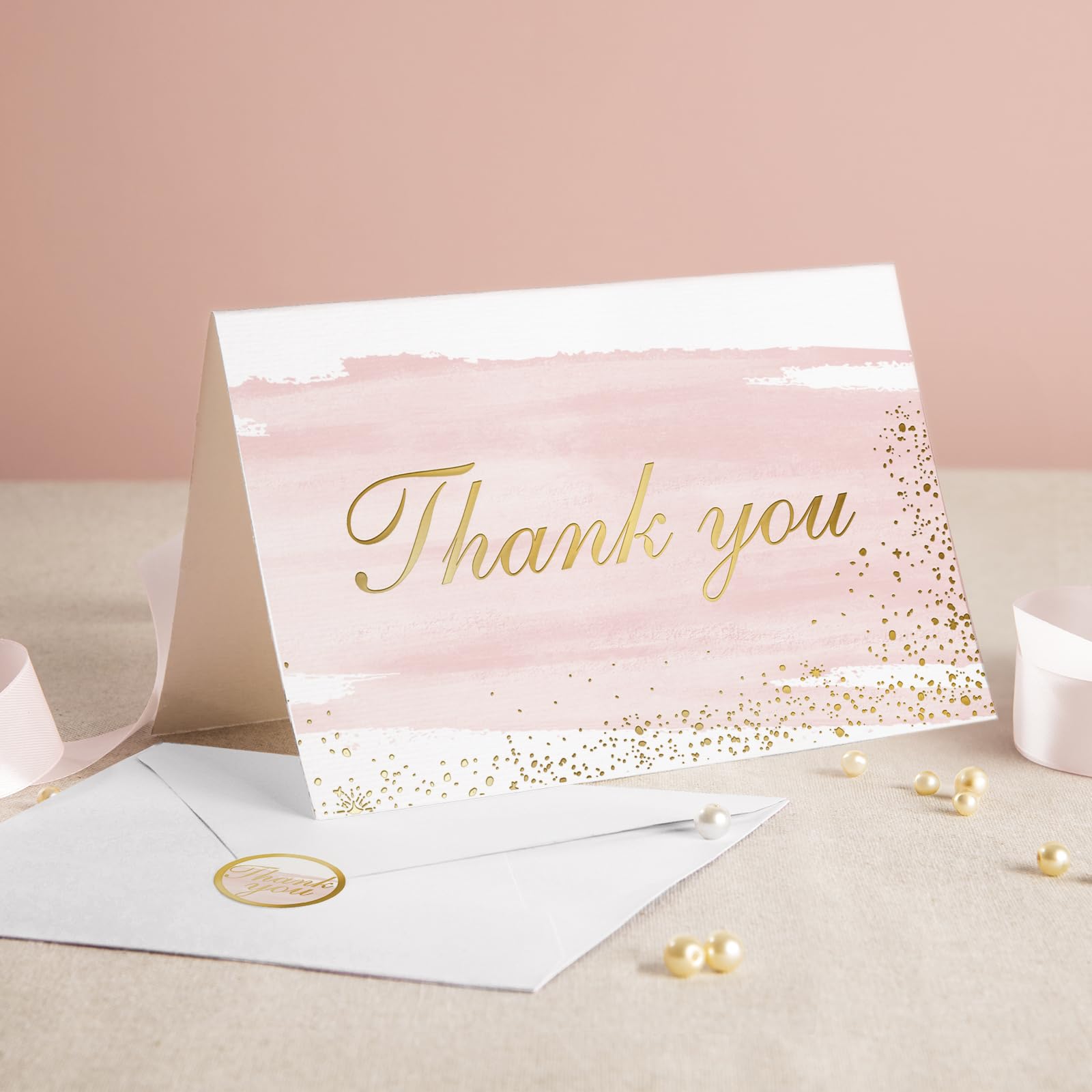 Watercolor Thank You Cards 48-Pack Thank You Cards With Gold Foil ...