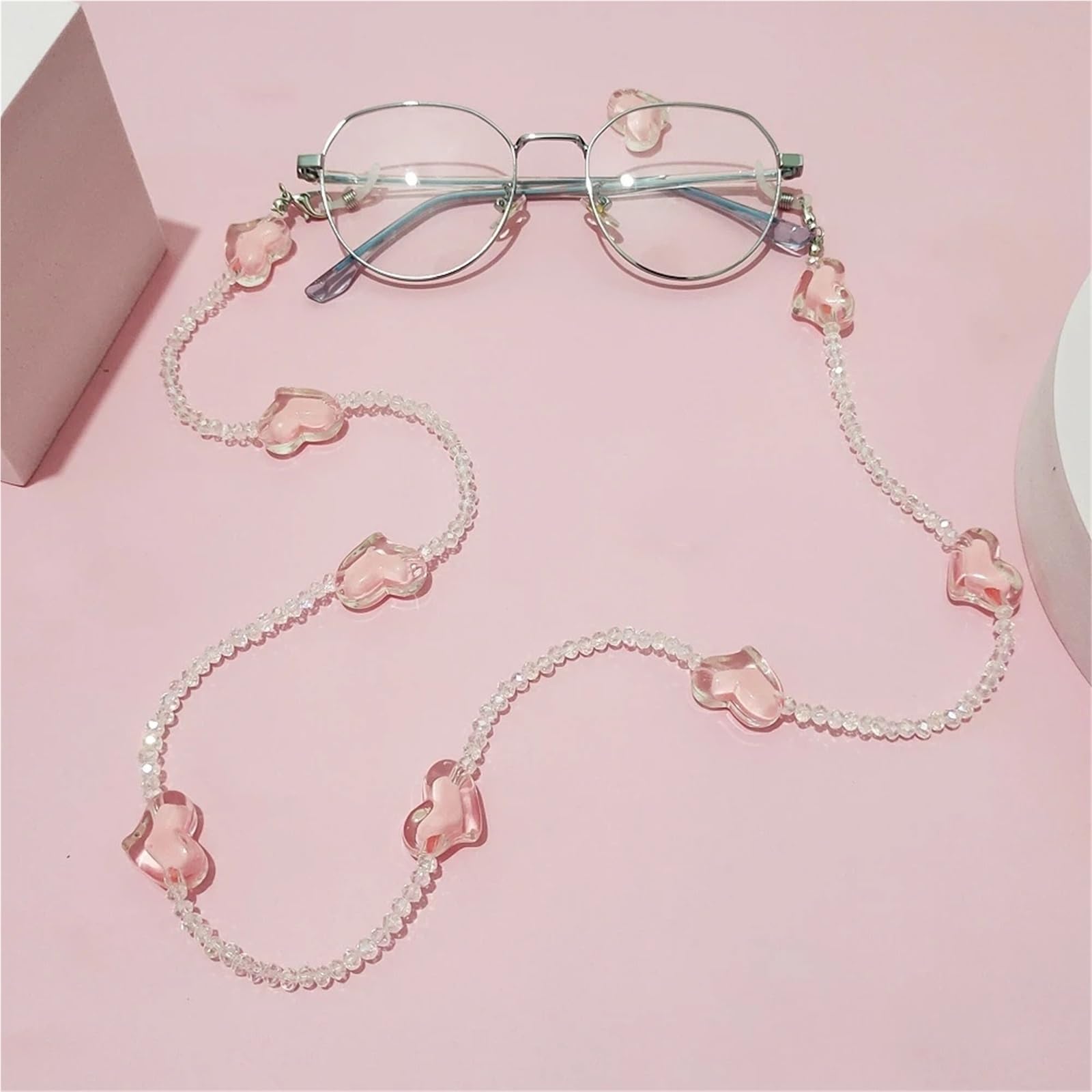 Chaîne De Lunettes Soleil 2 Pièces, Masque En Cristal Rose Pour lunettes | Accessoires de lunettes for femmes, cordon de sangles for lunettes