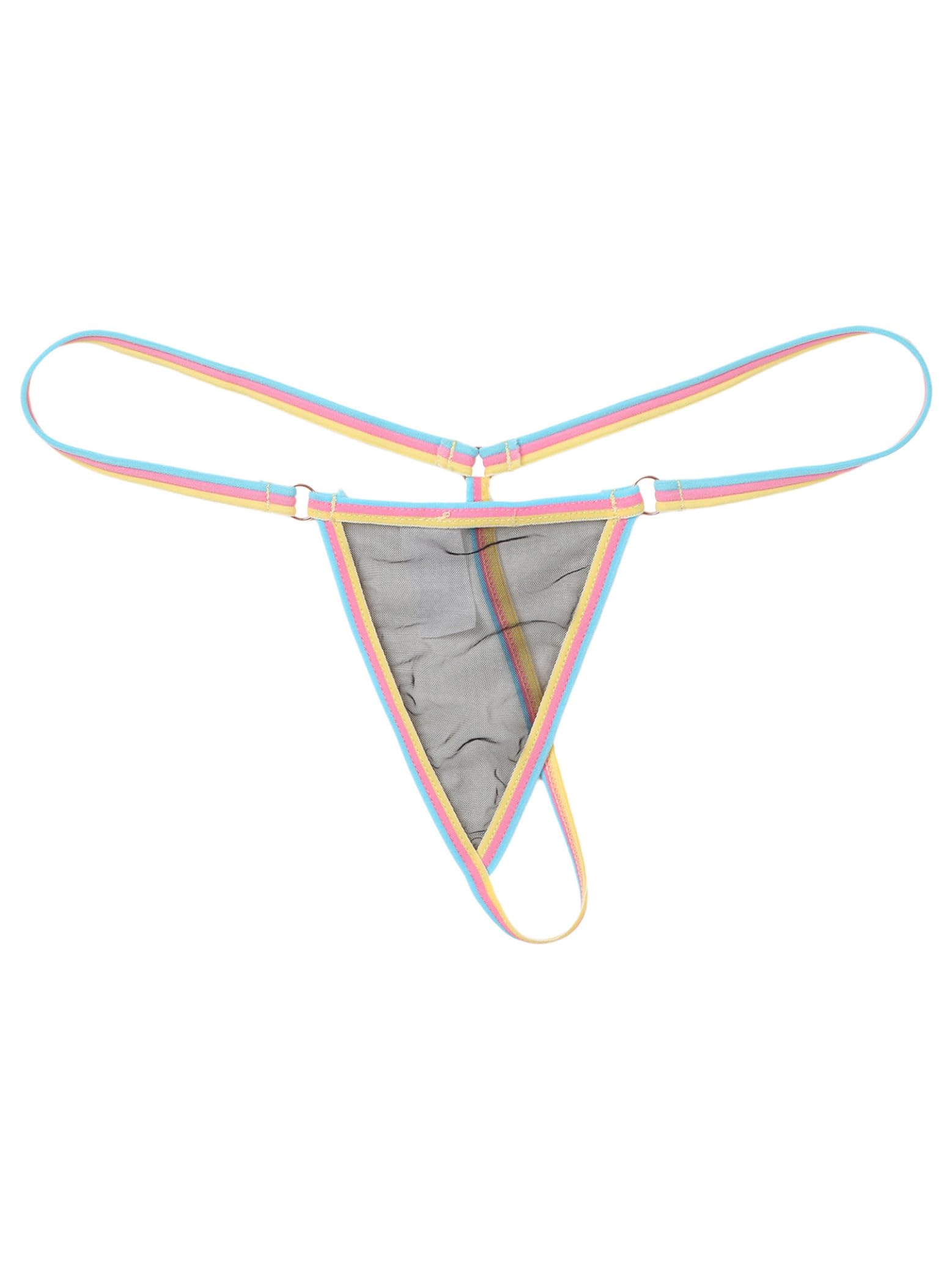 Manyakai Womens Low Rise T Back Underwear Seethrough Mesh Thong G-String Strappy Lingerie Underwear Panties