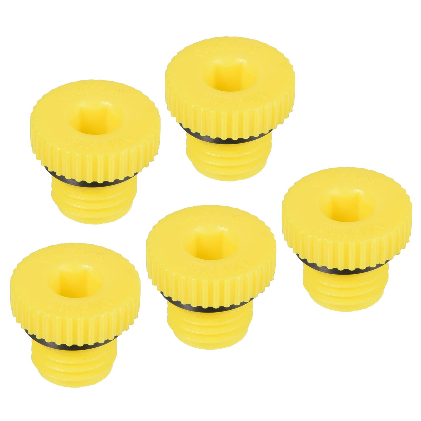 PATIKIL Hold Plugs M12x1.5, 5 Pack PP Plastic Male Threaded Hex Socket Sealing Screw End Cap, Yellow