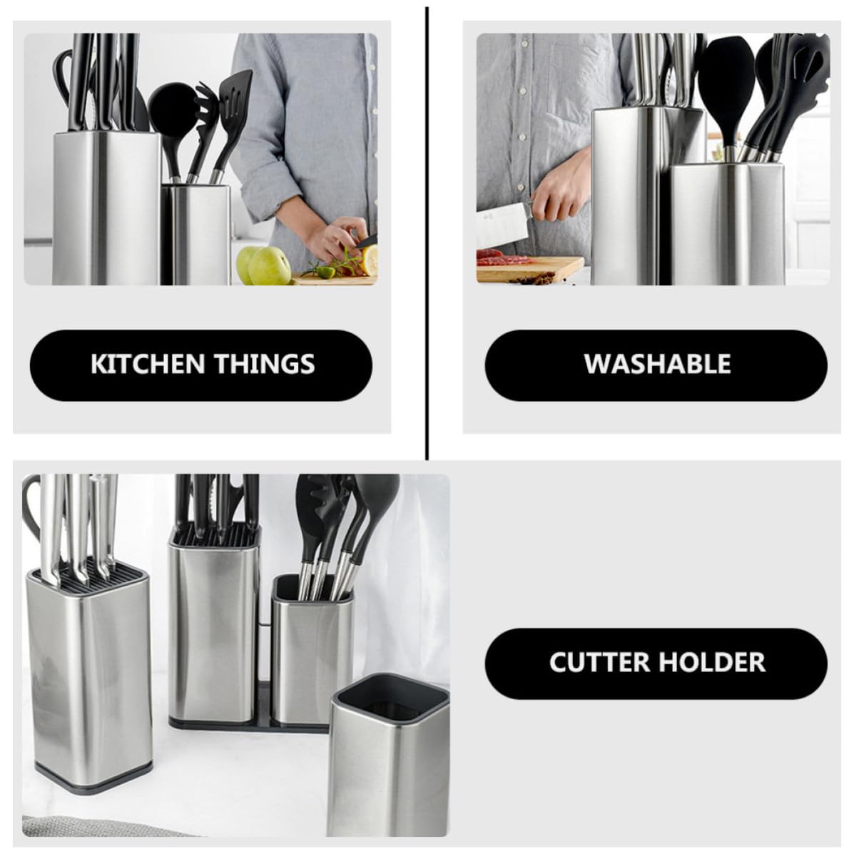 Ciieeo Porta Coltelli da Cucina in Acciaio Inox, Semplice e Creativo
