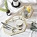 Decorative Metal Mirror Catchall Tray, Glass Vanity Tray, Dresser Tray, Jewelry Display Tray, Vanity Organizer for Accent Table, Gold Leaf Finish, 12.4x8.5x2 inches (Polygon)