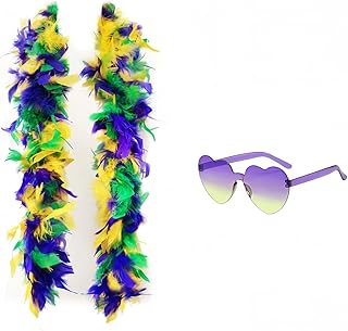 Feather Boa with Heart Rimless Sunglasses,4 ft Feather Boa for Bachelor Party Halloween Christmas Costume Accessory
