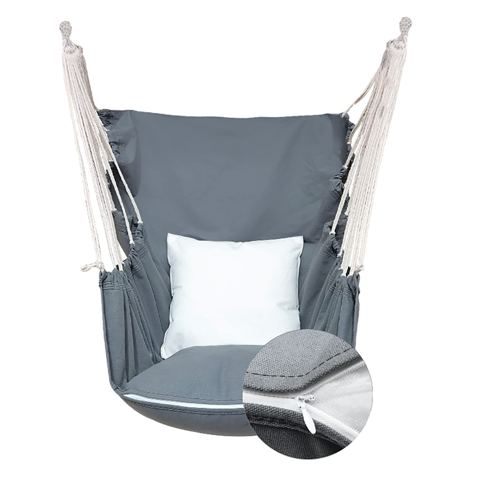 Hamaca Silla Columpio Algodón Interior Exterior Hamaca Colgante para Silla Asiento Hogar 2 Cojines incluidos para Niños y Adultos para Terraza Jardín Patio (I)
