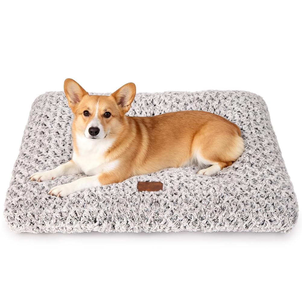 ULIGOTA Dog Bed Washable, Calming Crate Mattress with Non Skid Bottom, Fluffy Anti Anxiety Dog Beds, Pet Pillow Cushion 75x50cm