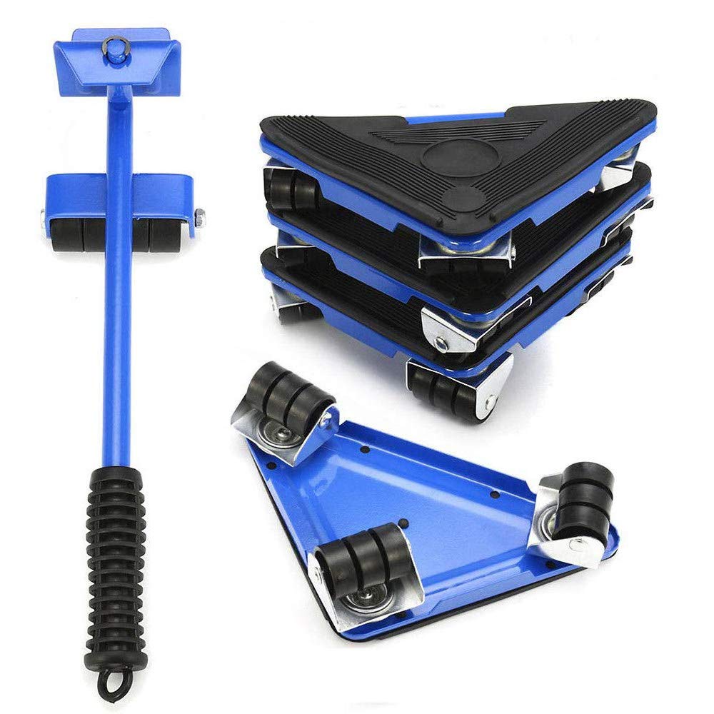 Carrefy Furniture Lifter, Heavy Household Appliances Roller Move Tools, Adjustable Height, with 4 Triangle Sliders, 1 Wheeled Mast, Load-660lbs, for Sofas, Refrigerators,Blue