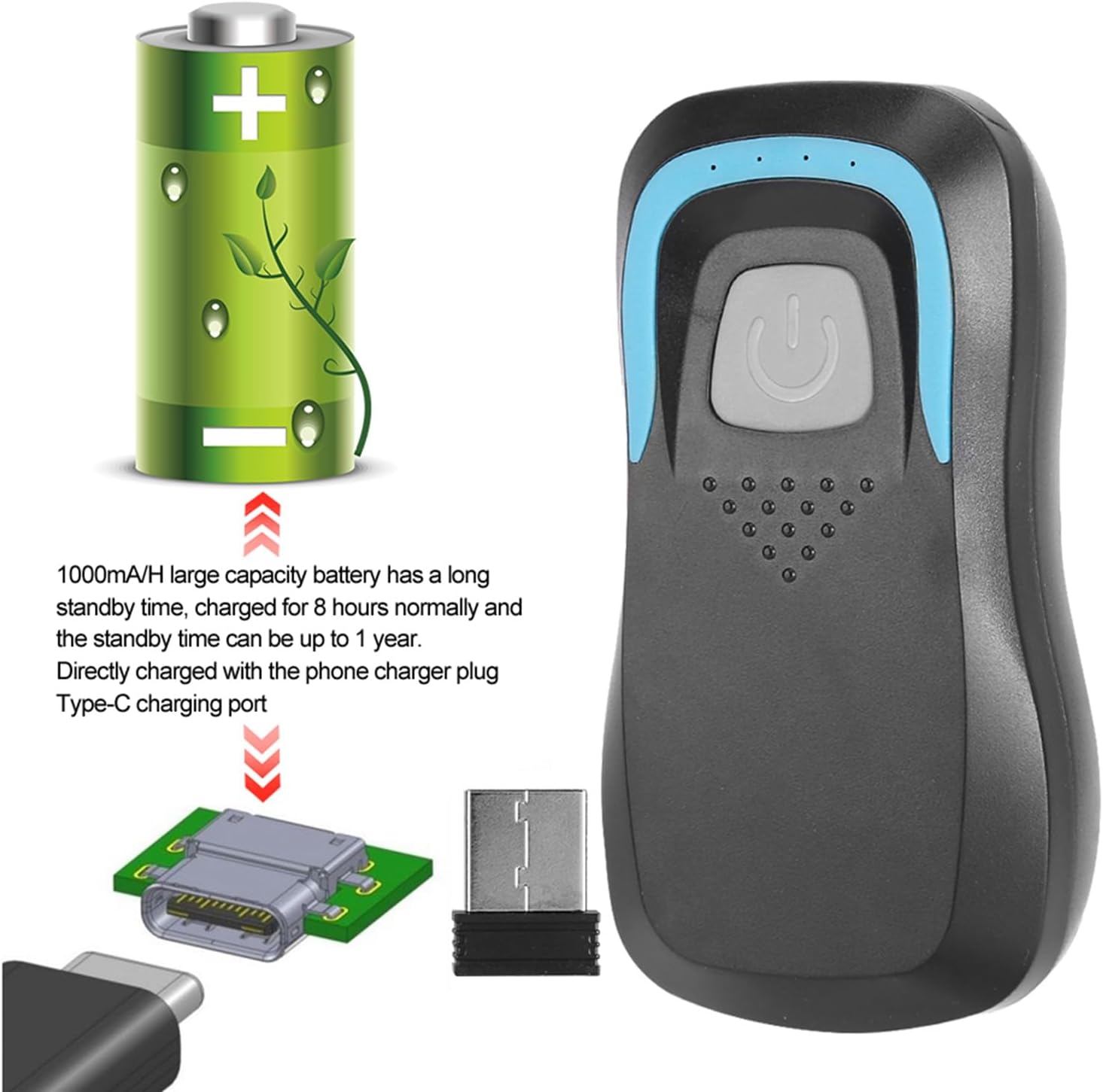 RFID ID/IC Card Reader Bluetooth Card Reader Code Scanner 13.56M/125Khz Frequency for/iOS/Android Bluetooth Devices(IC-Black)
