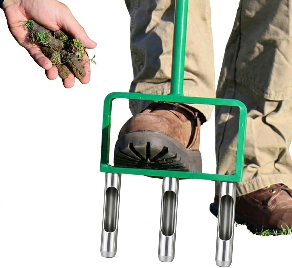 Landzie – The Original Hollow Tine Lawn Aerator Tool – 42 Inch Core Aerator and Grass Aeration Tool Lawn Tools – Stainless Steel Manual Lawn Aerator Plug Aerator and Aerator Lawn Tool
