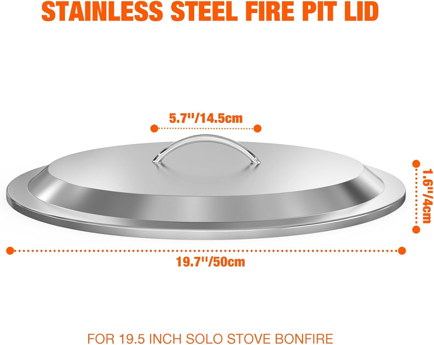 onlyfire Coperchio Bonfire in Acciaio Inox 304 per Solo Stove Braciere Senza Fumo Bonfire di 49.5 cm, Accessori per Braciere Senza Fumo, Φ50 CM
