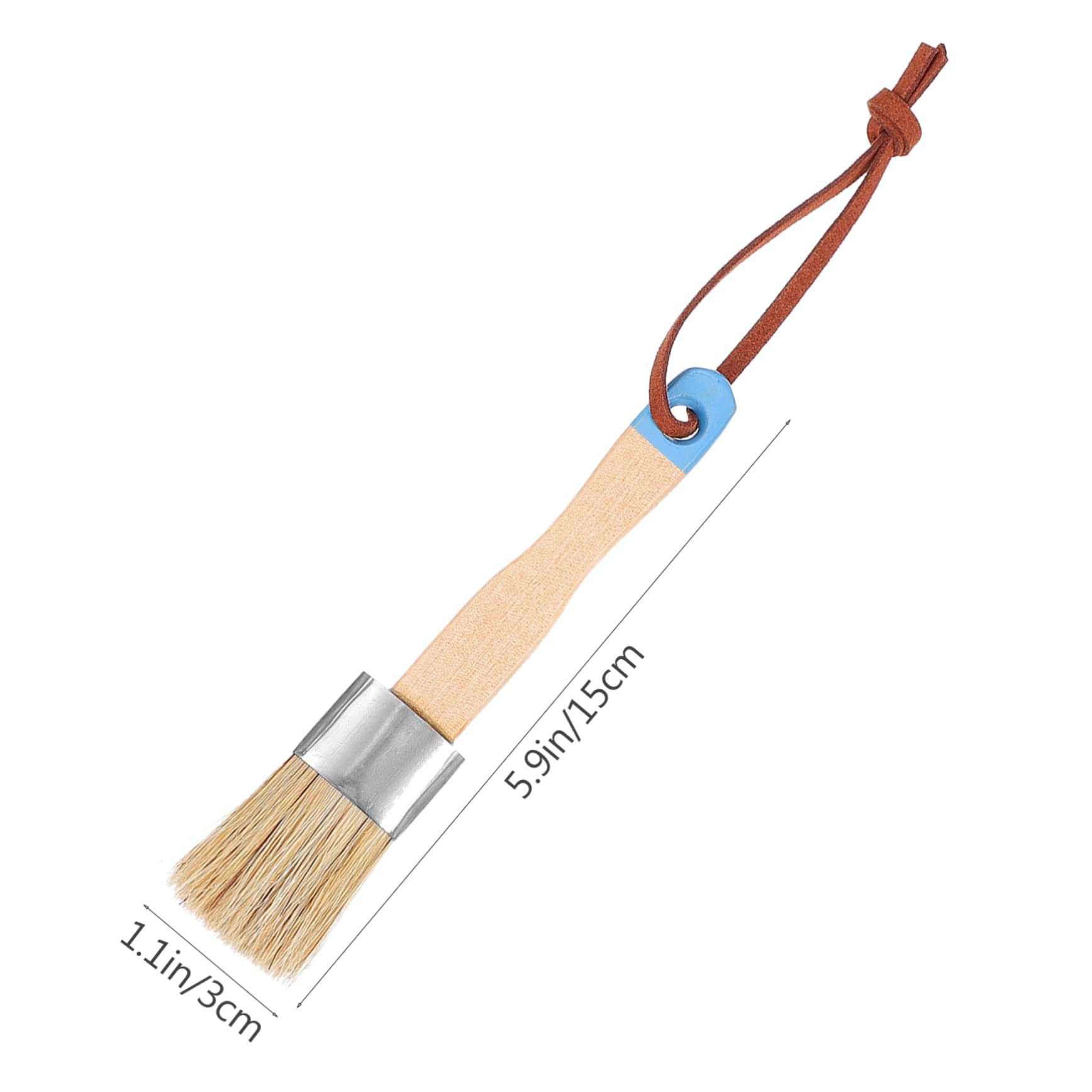 HOMSFOU Set 3 Pennelli Rotondi Manico in Legno per Vernice e Cera, Setole Naturali di Cinghiale per Pittura Artistica e Decorazioni Casa, Strumenti Cinghie in Pelle per Artisti e Hobbisti