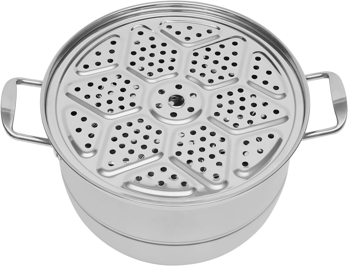 304 Stainless Steel Steamer Pot - 12.8 Inch 5-Tier Food Steamer with Lid for Vegetables, Seafood, Pasta | Multipurpose Cookware for Healthy Cooking (32.5cm)
