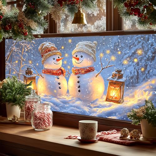 Película para ventana con diseño navideño muñecos de nieve 39.3 x 17.7 pulg miniatura 5