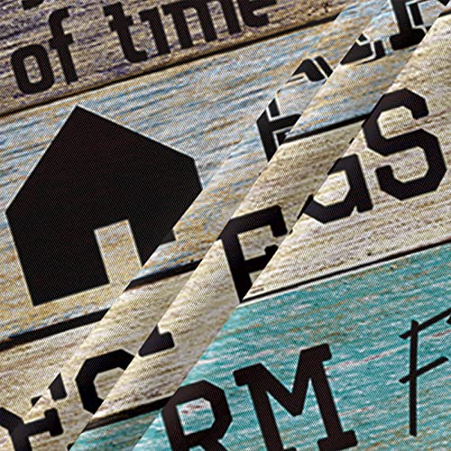Warm Tour Vintage Farm Barn Windmill Animal Quotes On Rustic Wood Grain Kitchen Table Cloth Waterproof Round Tablecloths,Rural Life Spillproof Tablecover For Dining Room/Outdoor Parties/Bbq/Banquet #TOP4