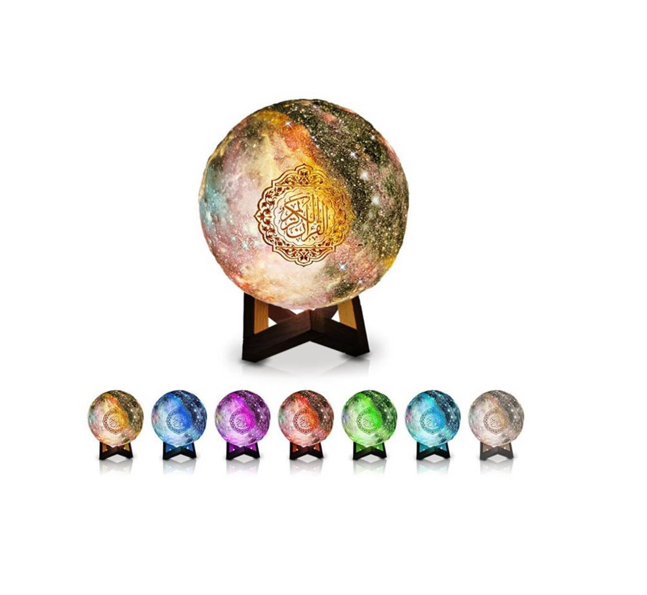 Mr. Gadget's Solutions Moon Lamp Quran Speaker - Night Light Galaxy Lamp Multi Colors LED 3D Star Moon Light with Stand, Remote & Touch & APP Control, USB Rechargeable Quran Recitation.