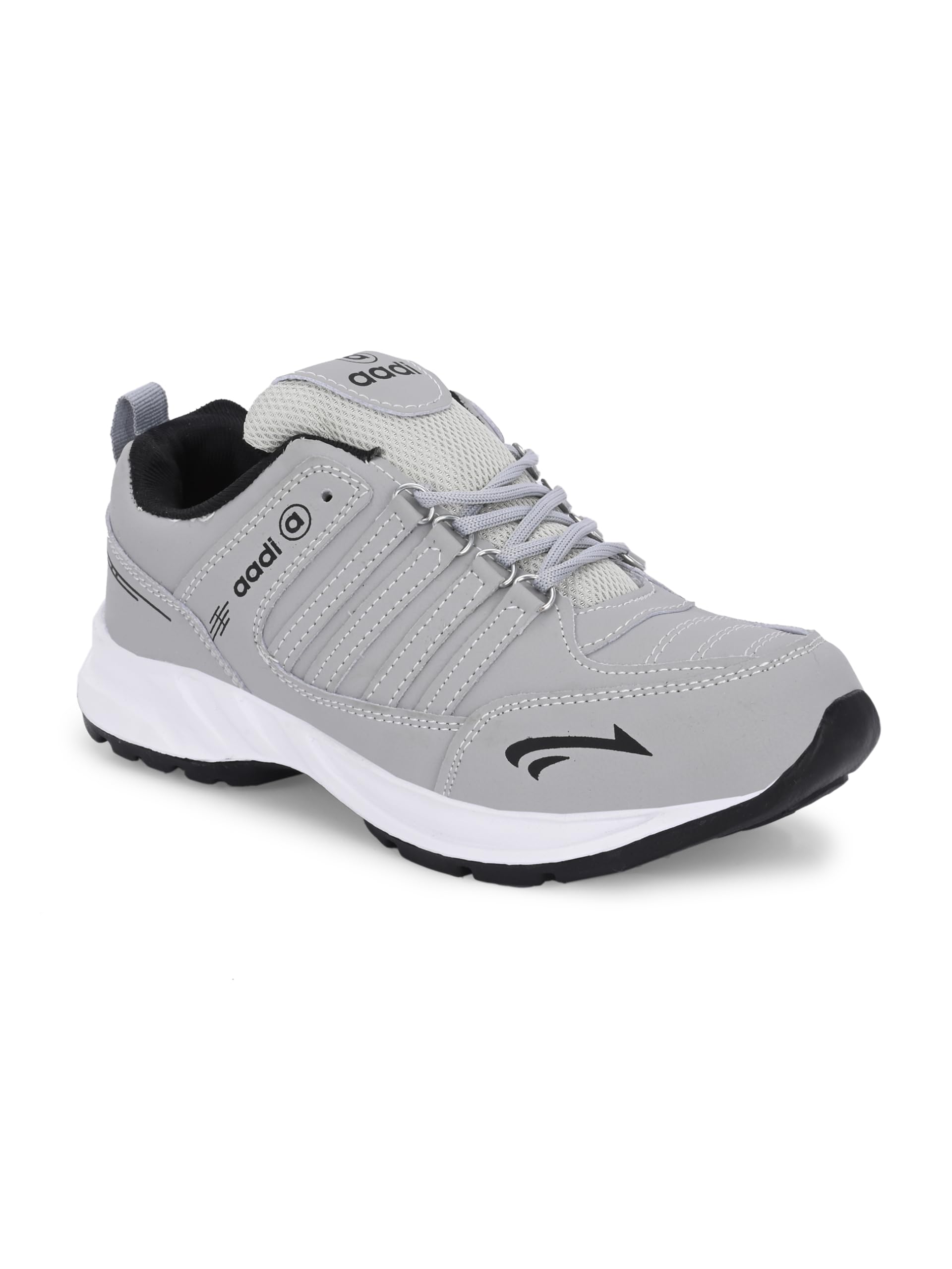 Men's Grey Synthetic Leather Comfortable Lightweight Outdoor Lace Up Running, Walking & Gym Casual Sports Shoes