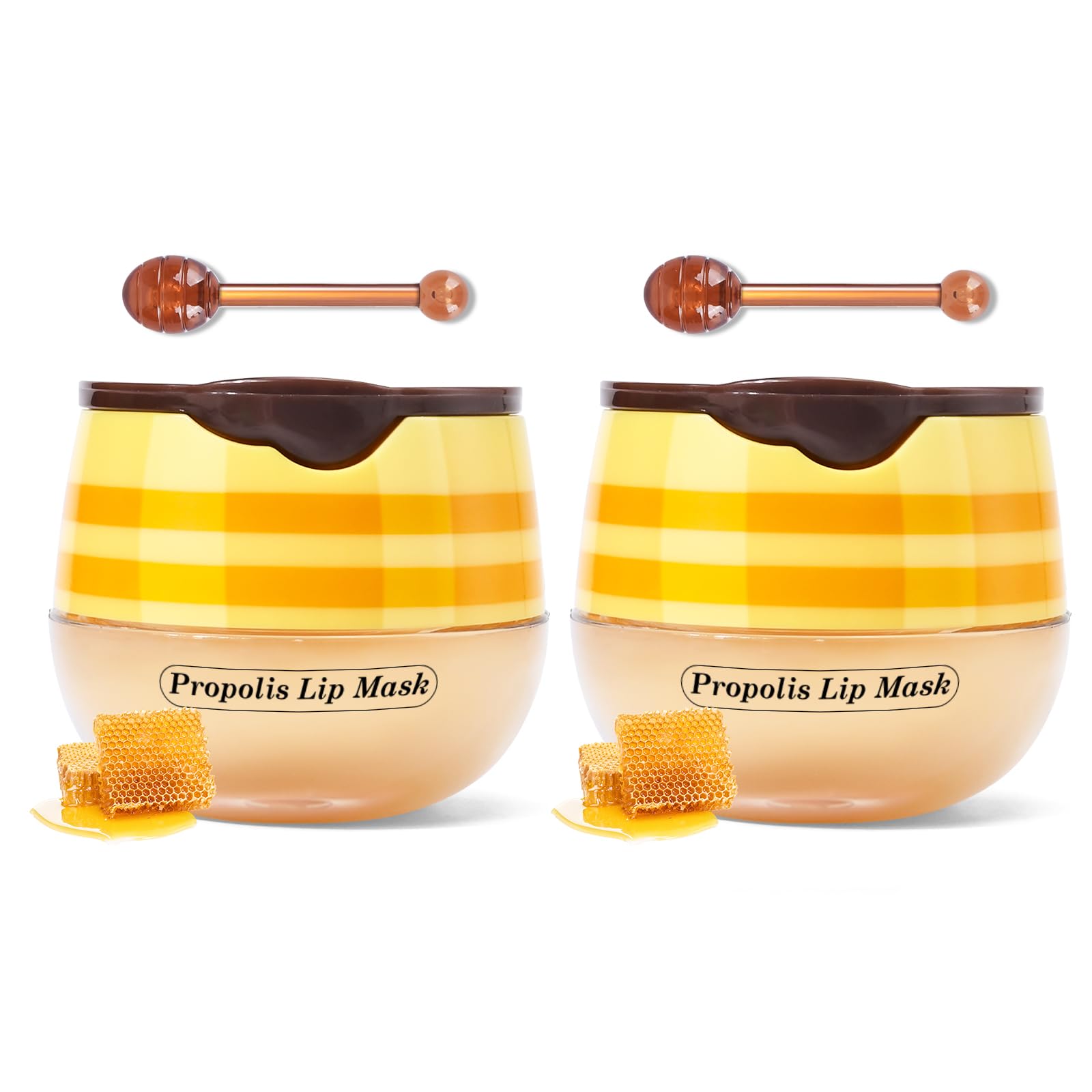 2 Pcs Honey Balm Lip Mask Lip Balm Honey Pot, Moisturizing Lip Mask for Day&Night Lip Care, Lighten Dark Lip Color Reduce Lip Lines&Wrinkle, Lip Scrubs Exfoliator