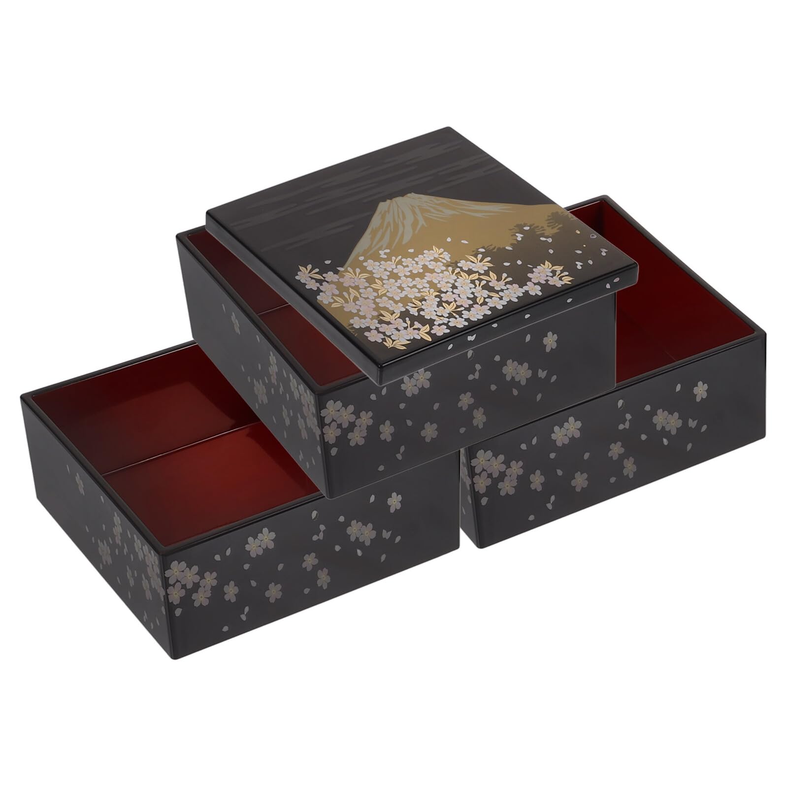 Toyvian Scatola per Sushi Giapponese Fuji, Contenitore Pranzo 3 Strati in Plastica Riutilizzabile con Coperchio, per Riunioni di Famiglia