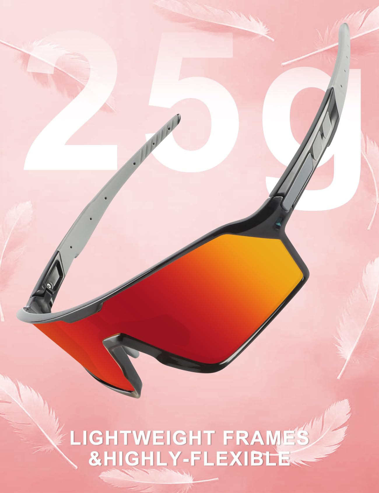 OULAIQI Gafas de sol deportivas ligeras para hombres y mujeres, UV400, lentes de sol de ciclismo para béisbol, correr, ciclismo, deportes al aire libre