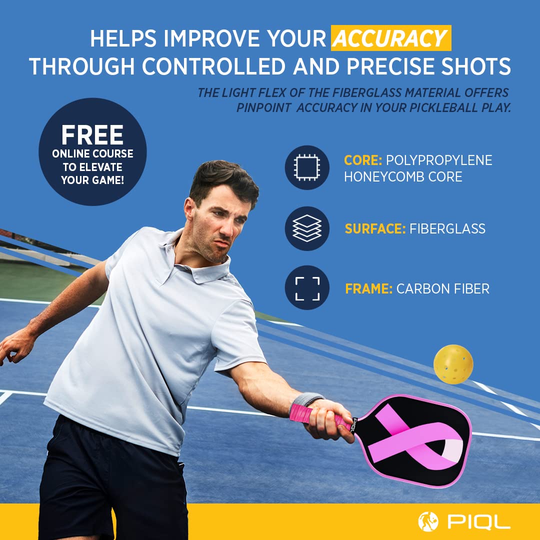 PIQL Pickleball-Paddel Aus Kohlefaser | Mit Wohltätigkeits-Design (Flagge/Soldat), Inkl. Online-Kurs