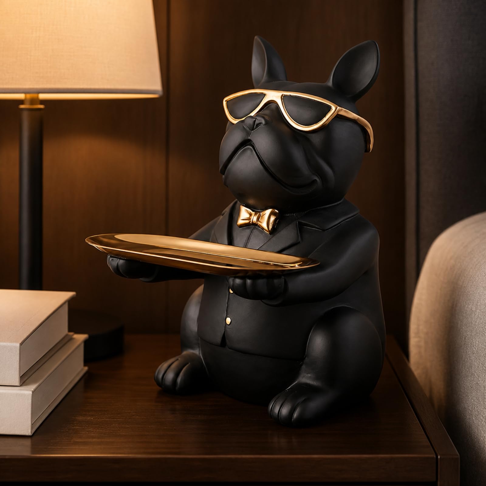 Figura Elegante | Pintado a Mano, Adorno Resina, para Recibidor, Negro