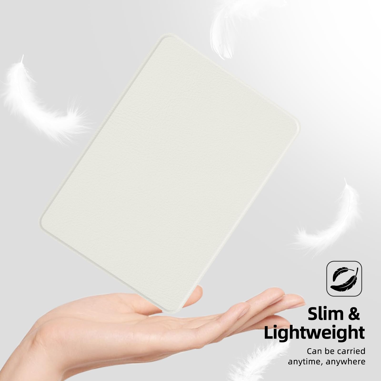 MOROCK Schutzhülle für Kindle (11. Generation, Version 2024/2022), leichtes PU-Leder und transparente Acryl-Rückseite, automatische Sleep/Wake-Hülle für Kindle 11. Generation 2024/2022, Weiß