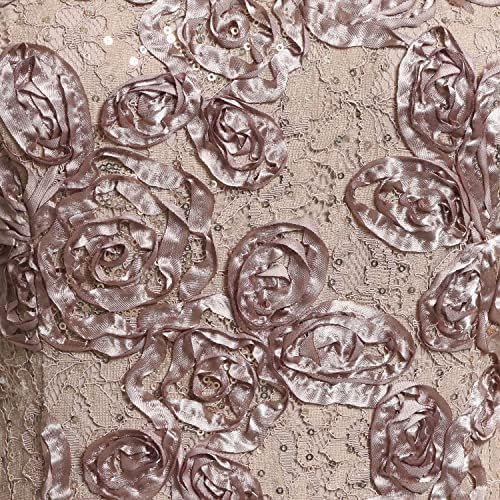 Image of Alex Evenings Women's Long Rosette Mother of The Bride Dress with Short Sleeves