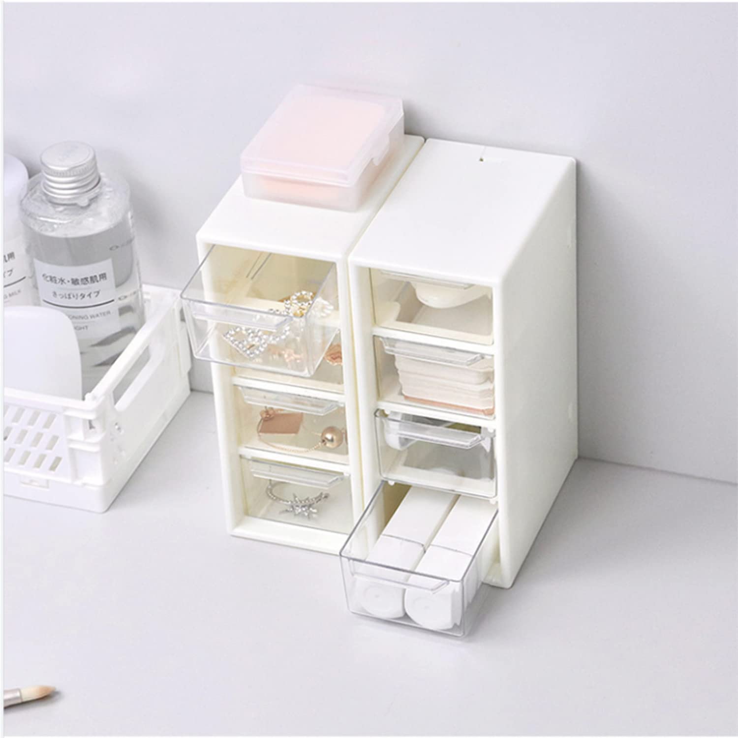 Caja Organizadora Escritorio Tipo Cajón - Blanco, 29x26cm, Para Maquillaje Y Accesorios, Plástico PP