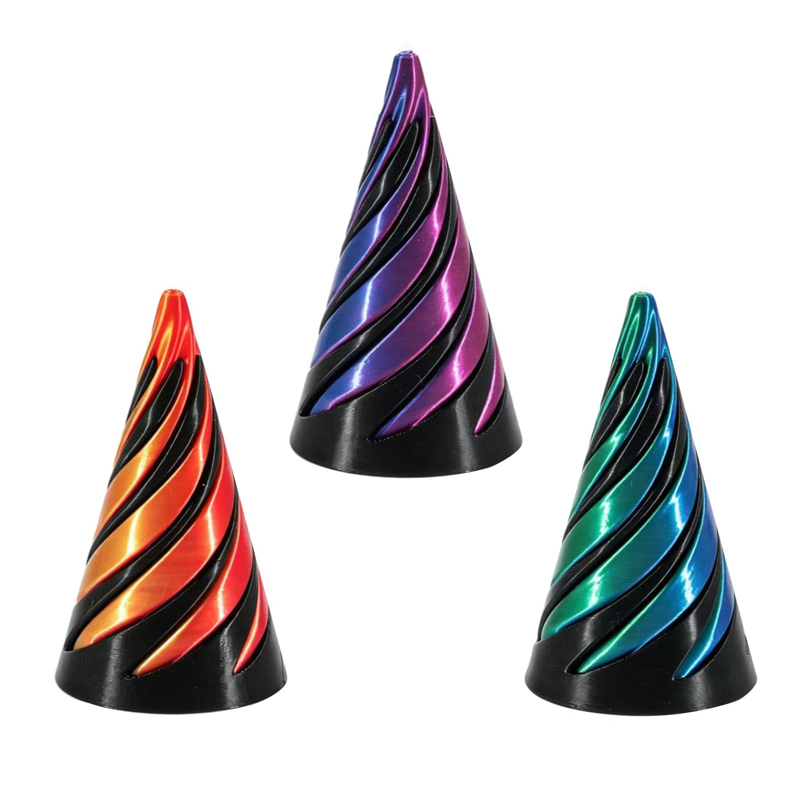 3D Printed Fidget Toy – 3Pcs Impossible Pyramid Passthrough Sculpture Spiral Fidget Toys for Stress Relief and Focus, Mini Desktop Decoration for Adults Premium Gift