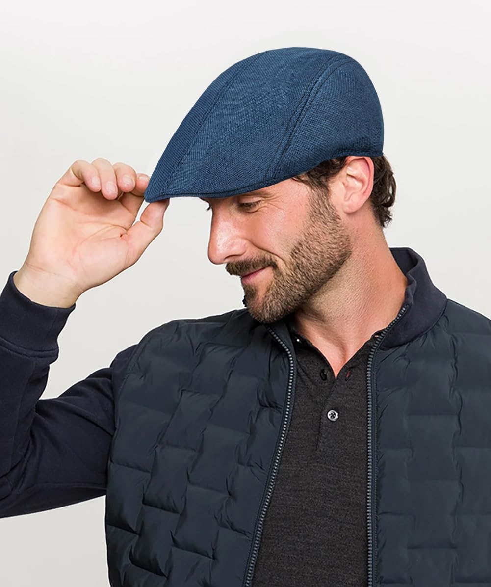 2 Pack Men's Newsboy Hat Imitation Linen Beret Ivy Cap Irish Cabbie Driving Hunting Hats - Image 3