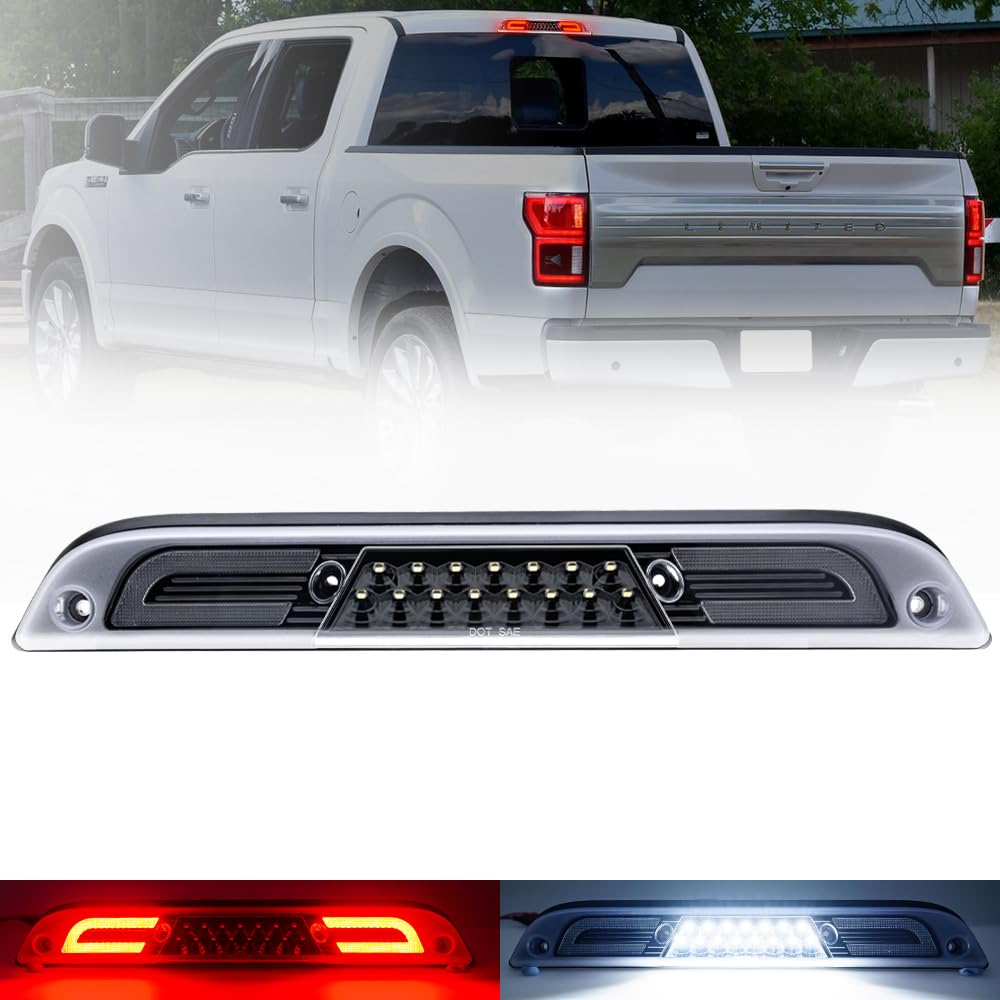 Led Third Brake Light for 15-20 F'ord F150 17-22 F250 F350 Super Duty Ranger Maverick Rear Center High Mount Stop Lamp CHMSL White Cargo lamp Strobe