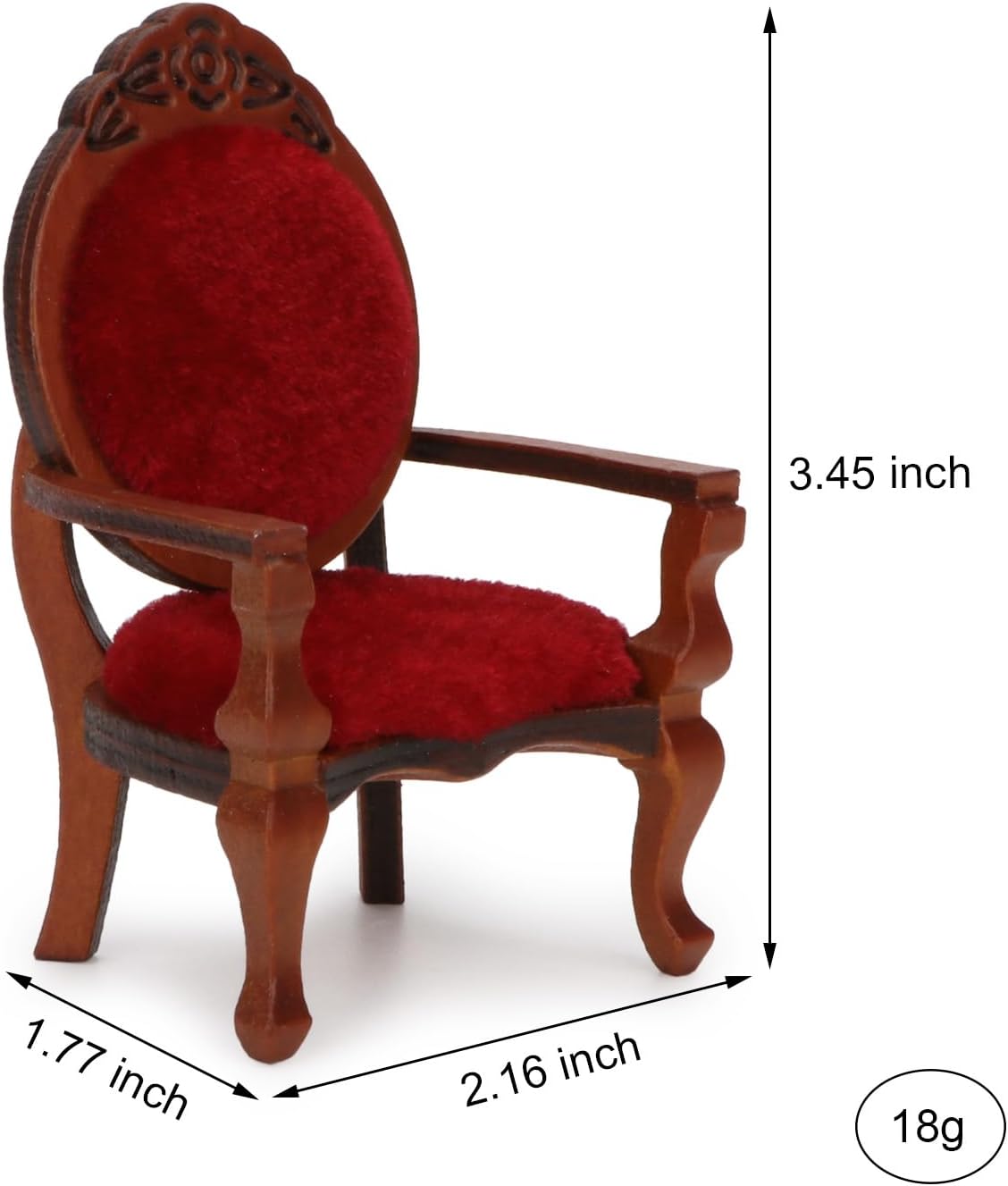 Dollhouse Chair 2PCS Miniature Furniture Retro Vintage Chair Wooden Accessories 1/12 Upholstered Victorian Carved Armchair for Christmas Decoration Ornament (A)