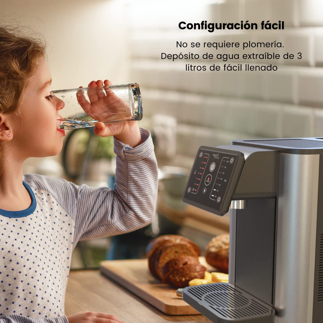 Dispensador instantáneo de Agua Caliente y fría con Filtro Aqua Optima Aurora, 3,8 l de Capacidad, Incluye 1 Filtro de Agua Evolve+ de 30 días para Reducir los microplásticos y el Cloro