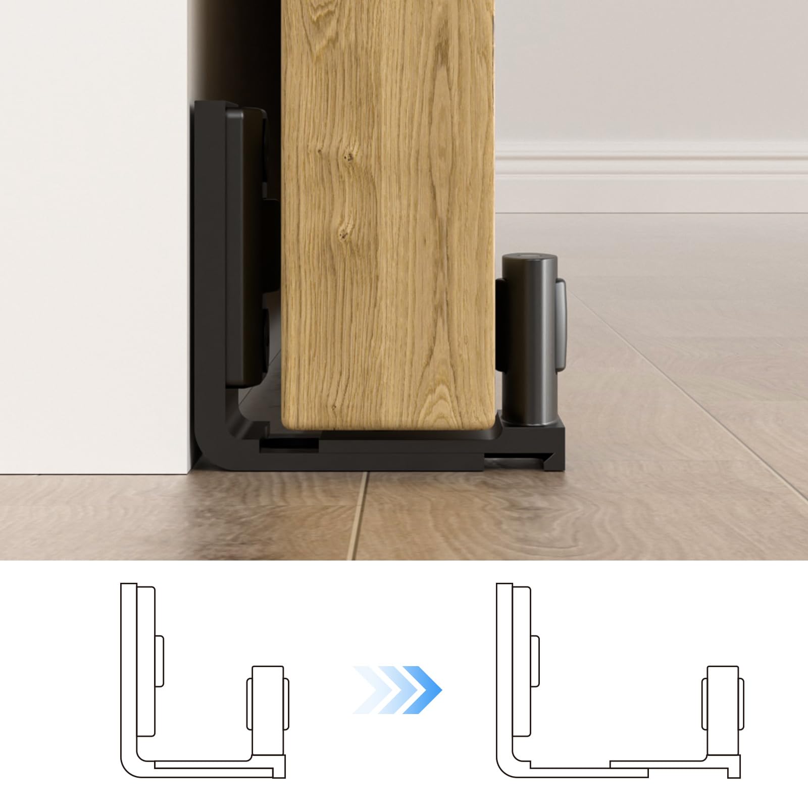 Adjustable Floor Guide Wall/Door Bottom Guide Sliding Barn Door Guide Hardware Black 06, New Plate Style, 0.33 cm x 0.17 cm x 11.6 cm - Image 2