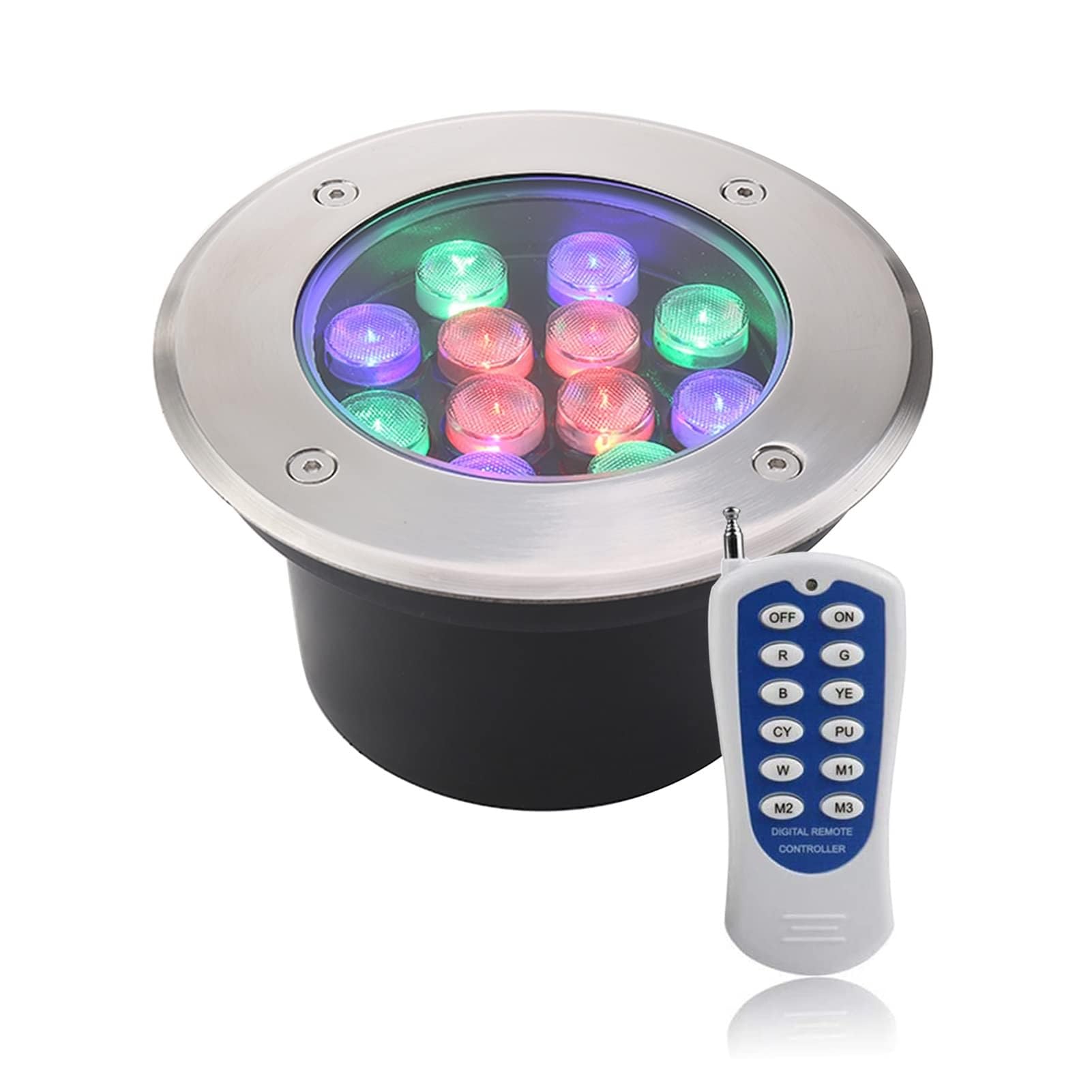 Faretto Subacquei - Con Telecomando Faretti Piscina, Faretto sommergibile da incasso 12V/24V per piscina, lampada da esterno IP68 impermeabile che cambia colore RGB, per immersione, giardino ( Color :