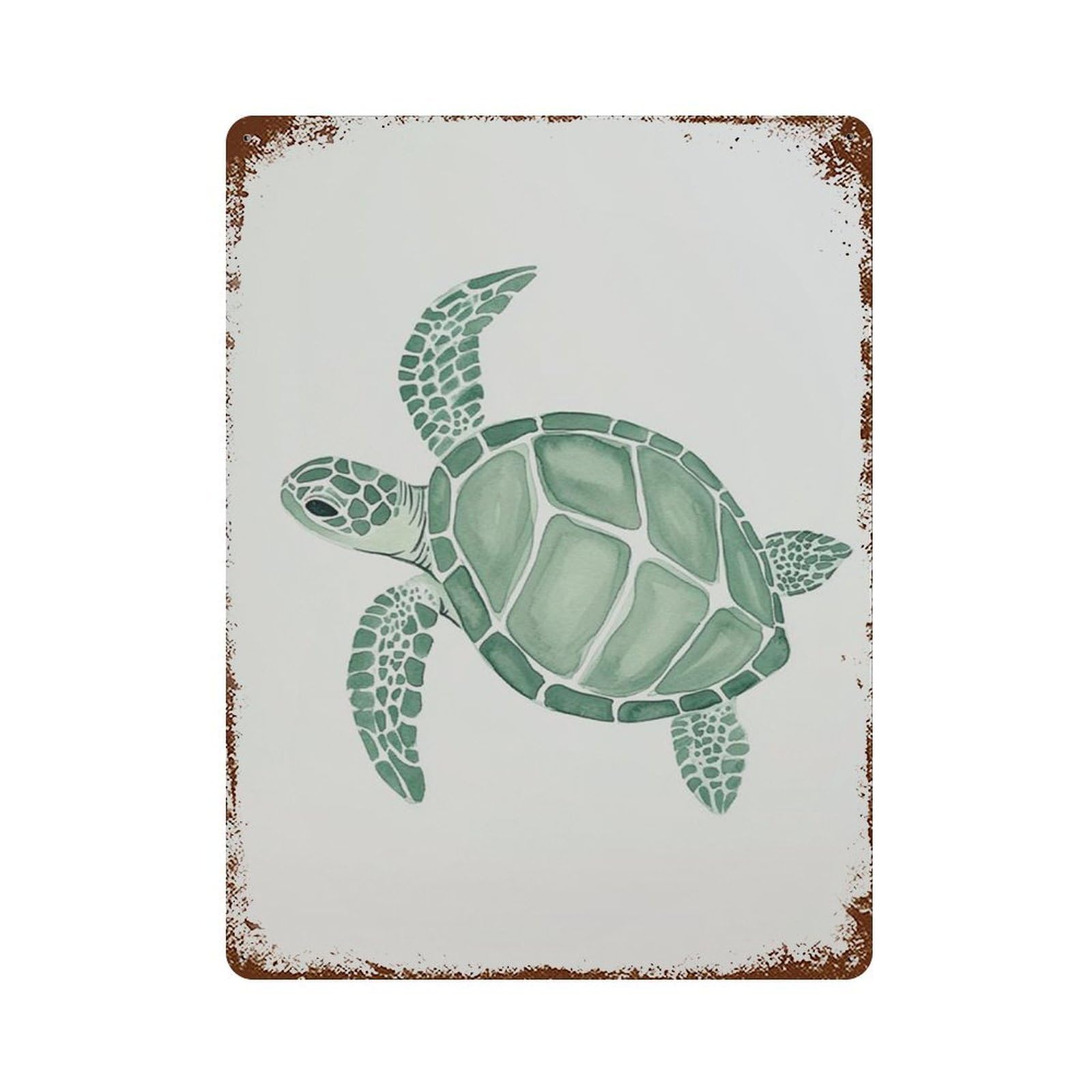 xiaoxiaoshen Green Sea Turtle Minimal Ocean Coastal Marine Wall Decor Art Metal Tin Poster Modern Home Decor Art Home Bar Shop Decorations Vintage Sign 40x30cm
