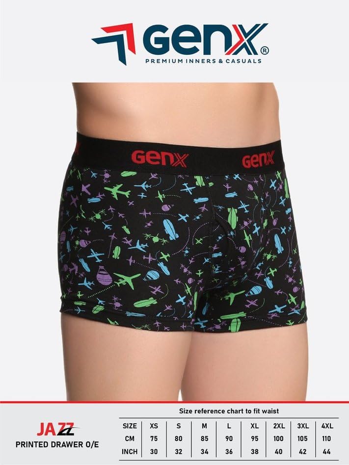 Image of Genx Jazz Printed Trunk - Elegant, Trendy&Comfortable, 100% Combed Cotton Men's Underwear(Colors&Print May Vary)